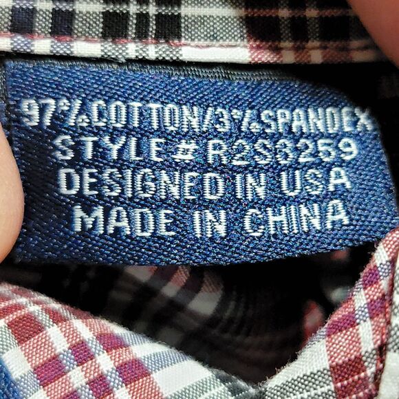 Panhandle Rough Stock Full Pearl Snap LS Western Shirt Plaid - Size M/10 (Jr) - Picture 6 of 6